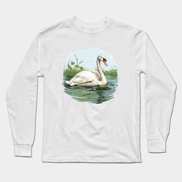 White Swan Long Sleeve T-Shirt by zooleisurelife